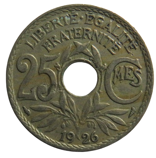 1926 France 25 Centimes Coin