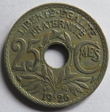 Load image into Gallery viewer, 1926 France 25 Centimes Coin
