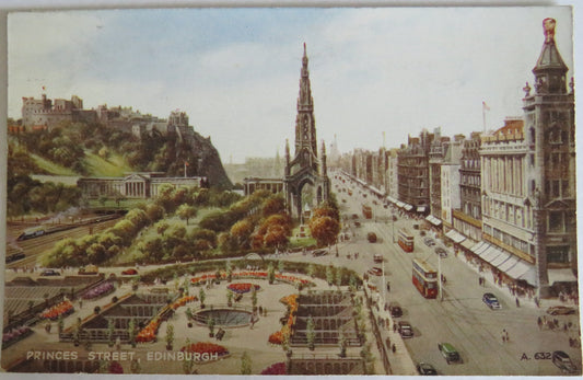 Vintage Postcard of Princess Street, Edinburgh