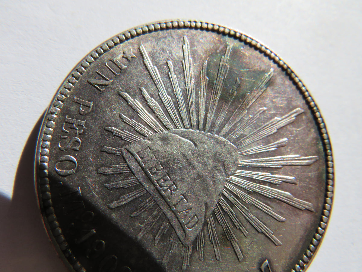 1908 Mexico Silver One Peso Coin