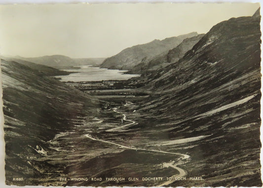 Vintage Postcard of The Winding Road Through Glen Docherty To Loch Maree