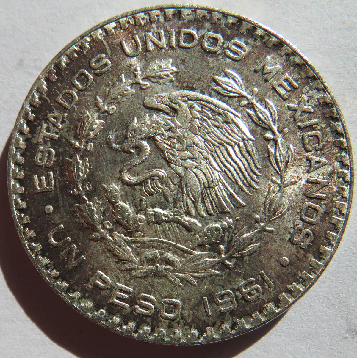 1961 Mexico Silver One Peso Coin In High Grade