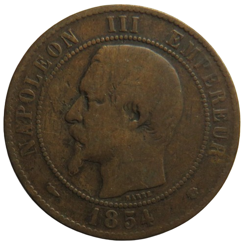 1854-MA France Napoleon III 10 Centimes Coin