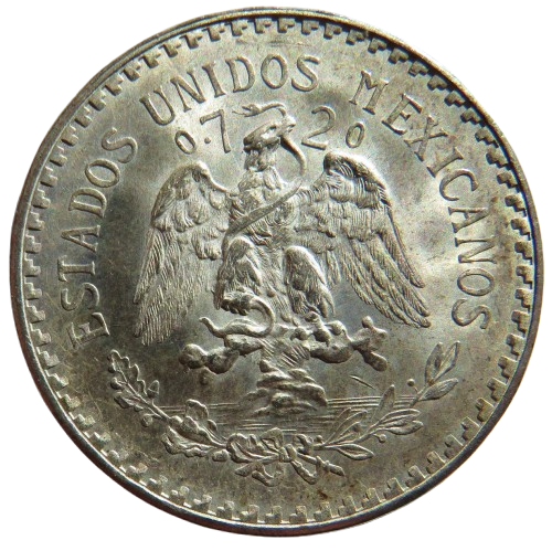 1944 Mexico Silver One Peso Coin In High Grade