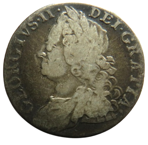 1758 King George II Silver Shilling Coin - Great Britain