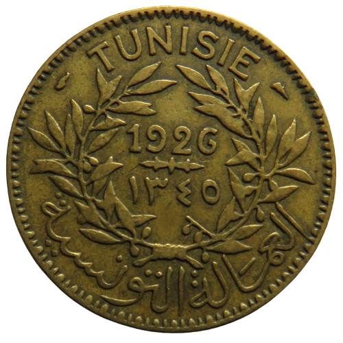 1926 Tunisia 2 Francs Coin