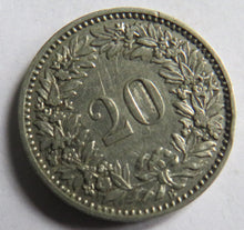 Load image into Gallery viewer, 1883 Switzerland 20 Rappen Coin
