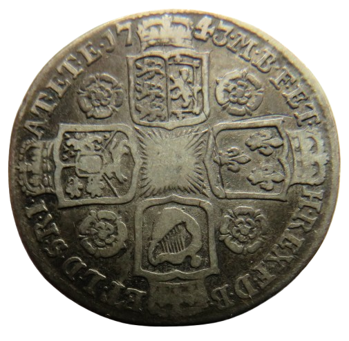 1743 King George II Silver Shilling Coin - Great Britain