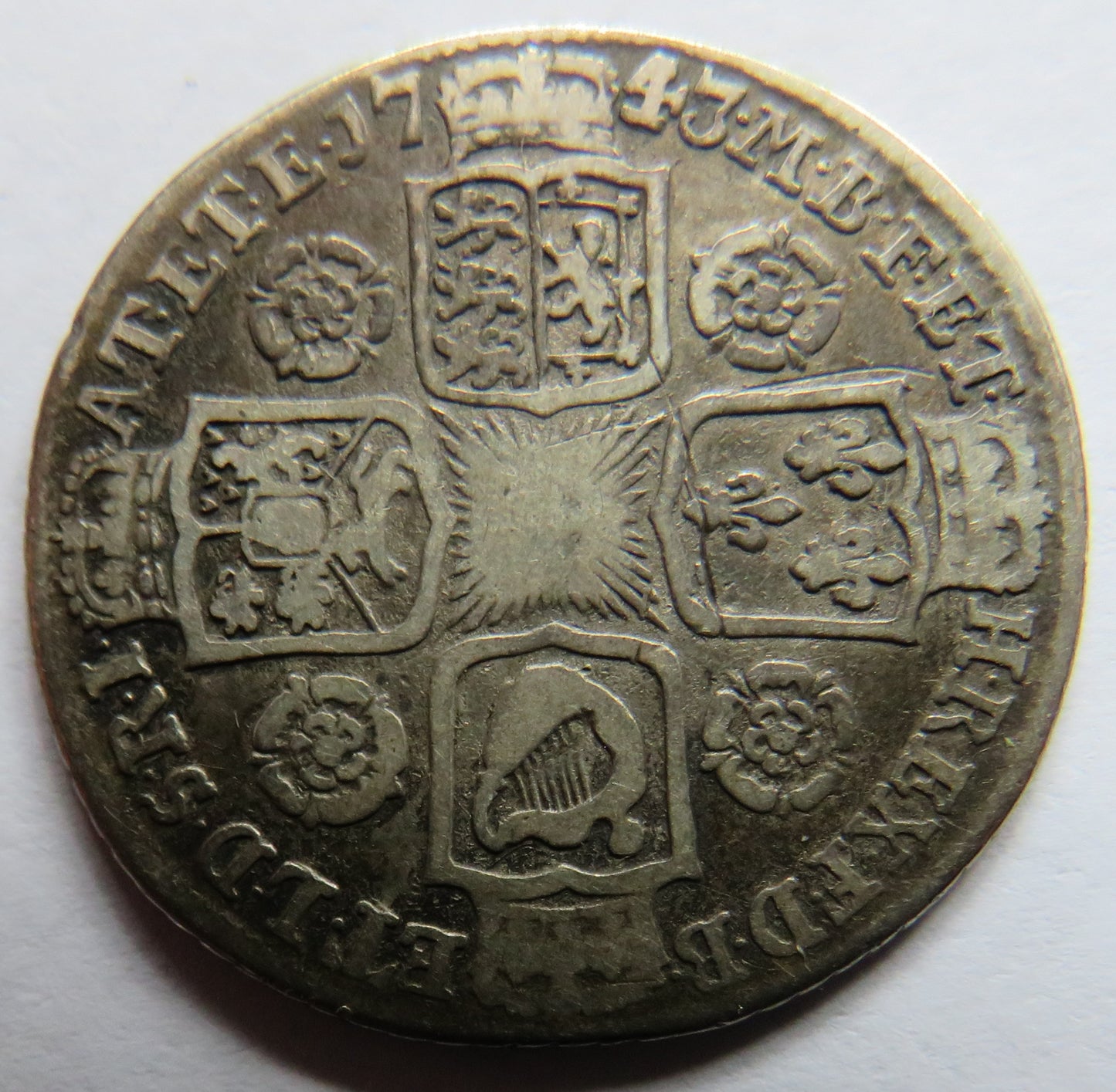 1743 King George II Silver Shilling Coin - Great Britain