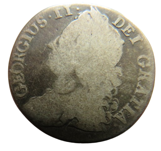 1743 King George II Silver Shilling Coin - Great Britain