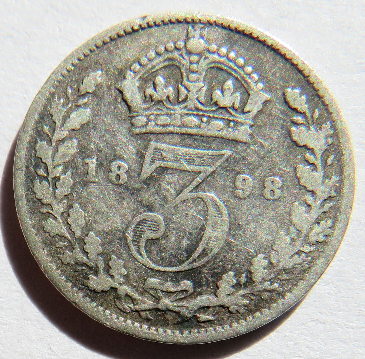 1898 Queen Victoria Silver Threepence Coin - Great Britain