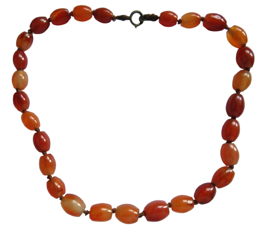 Vintage Ladies Carnelian Bead Necklace Hand Tied