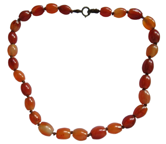 Vintage Ladies Carnelian Bead Necklace Hand Tied