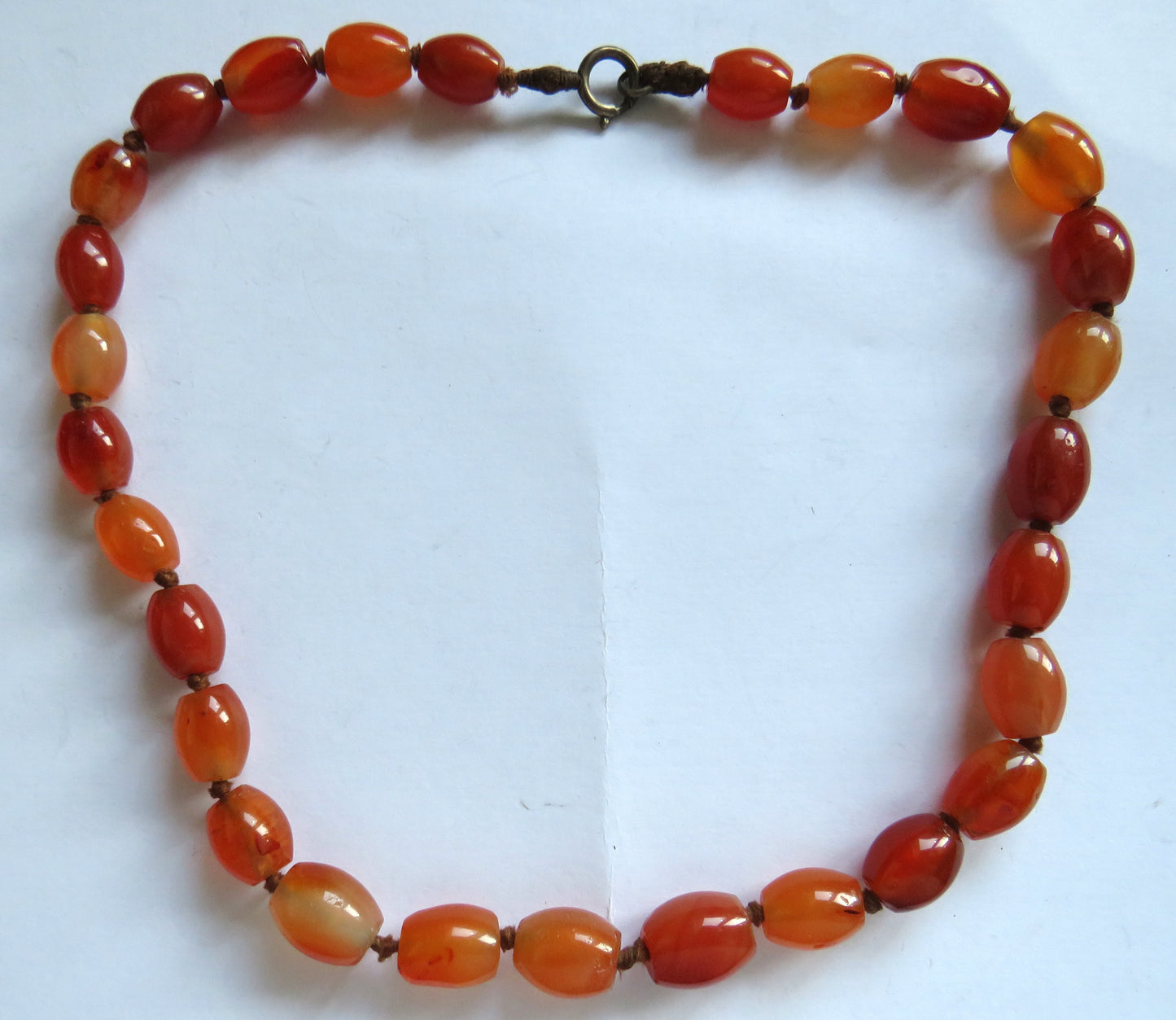Vintage Ladies Carnelian Bead Necklace Hand Tied