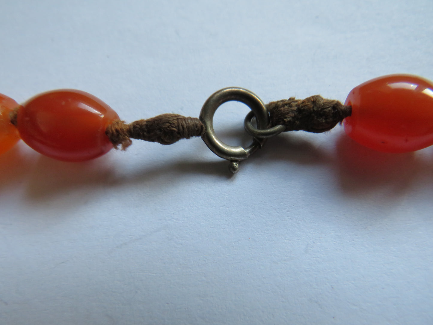 Vintage Ladies Carnelian Bead Necklace Hand Tied