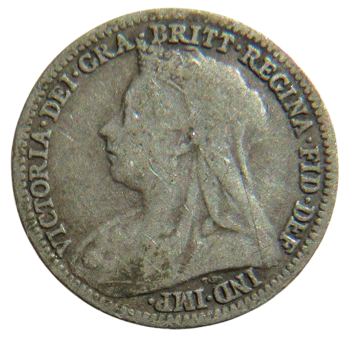 1899 Queen Victoria Silver Threepence Coin - Great Britain