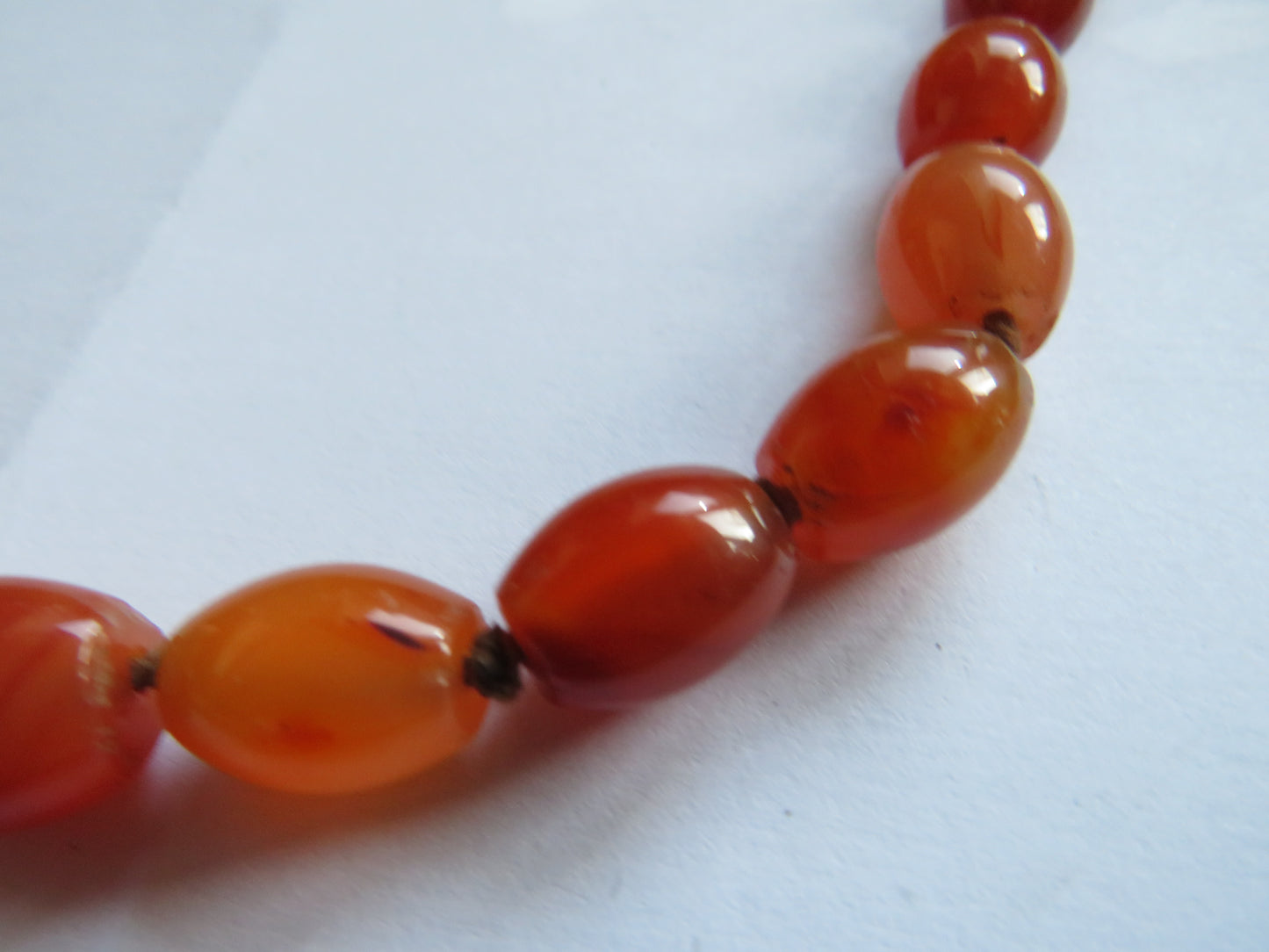 Vintage Ladies Carnelian Bead Necklace Hand Tied