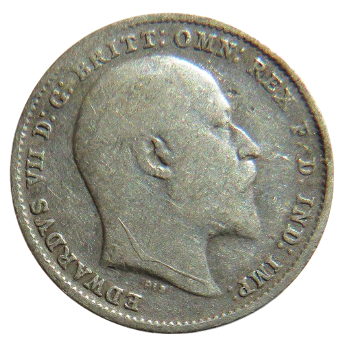 1910 King Edward VII Silver Threepence Coin - Great Britain image 1