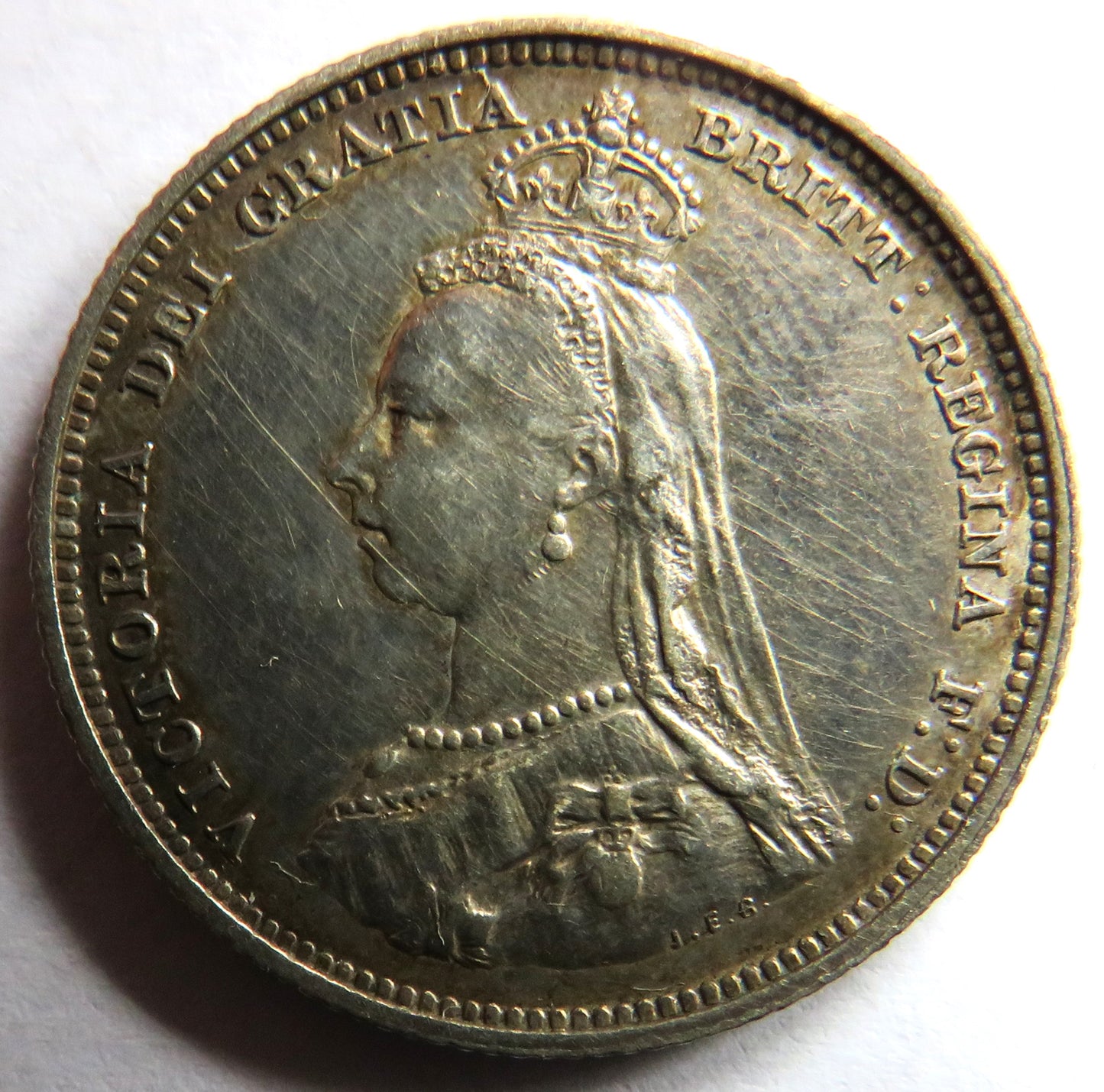 1887 Queen Victoria Jubilee Head Silver Shilling Coin - Great Britain