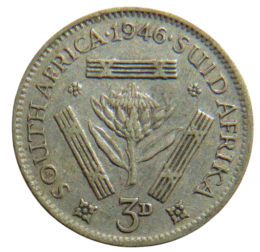 1946 King George VI South Africa Threepence Coin image 1