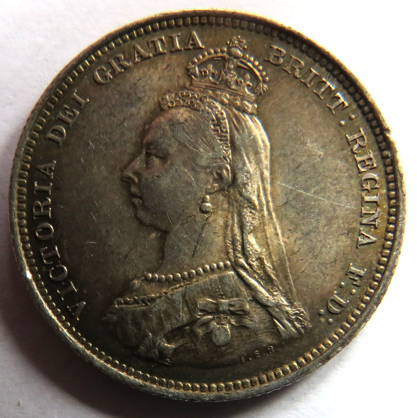 1887 Queen Victoria Jubilee Head Silver Shilling Coin - Great Britain