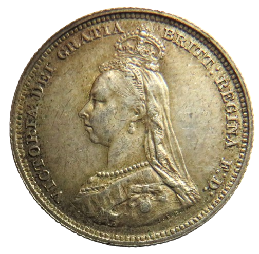 1887 Queen Victoria Jubilee Head Silver Shilling Coin - Great Britain