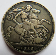 Load image into Gallery viewer, 1889 Queen Victoria Jubilee Head Silver Crown Coin - Great Britain
