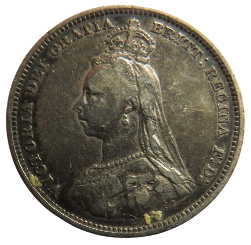 1887 Queen Victoria Jubilee Head Silver Shilling Coin - Great Britain