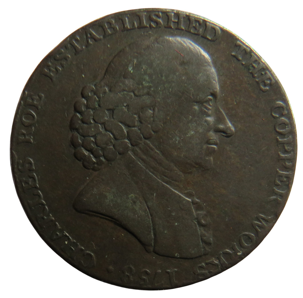 1791 Macclesfield Halfpenny Token - Charles Roe Copper Works