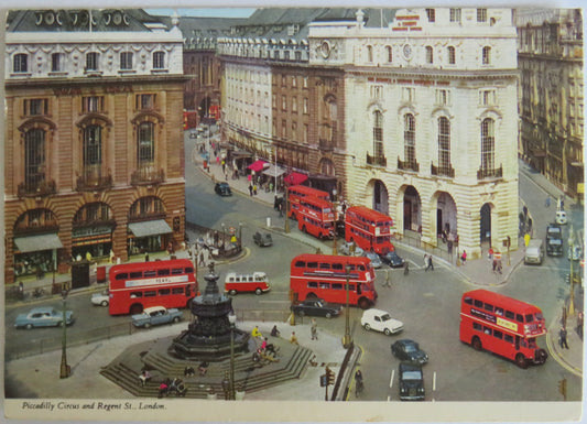 Vintage Postcard Of Piccadilly Circus and Regent St London