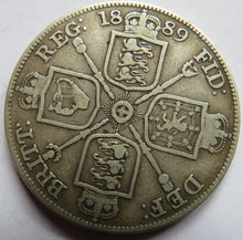 Load image into Gallery viewer, 1889 Queen Victoria Jubilee Head Silver Double Florin Coin
