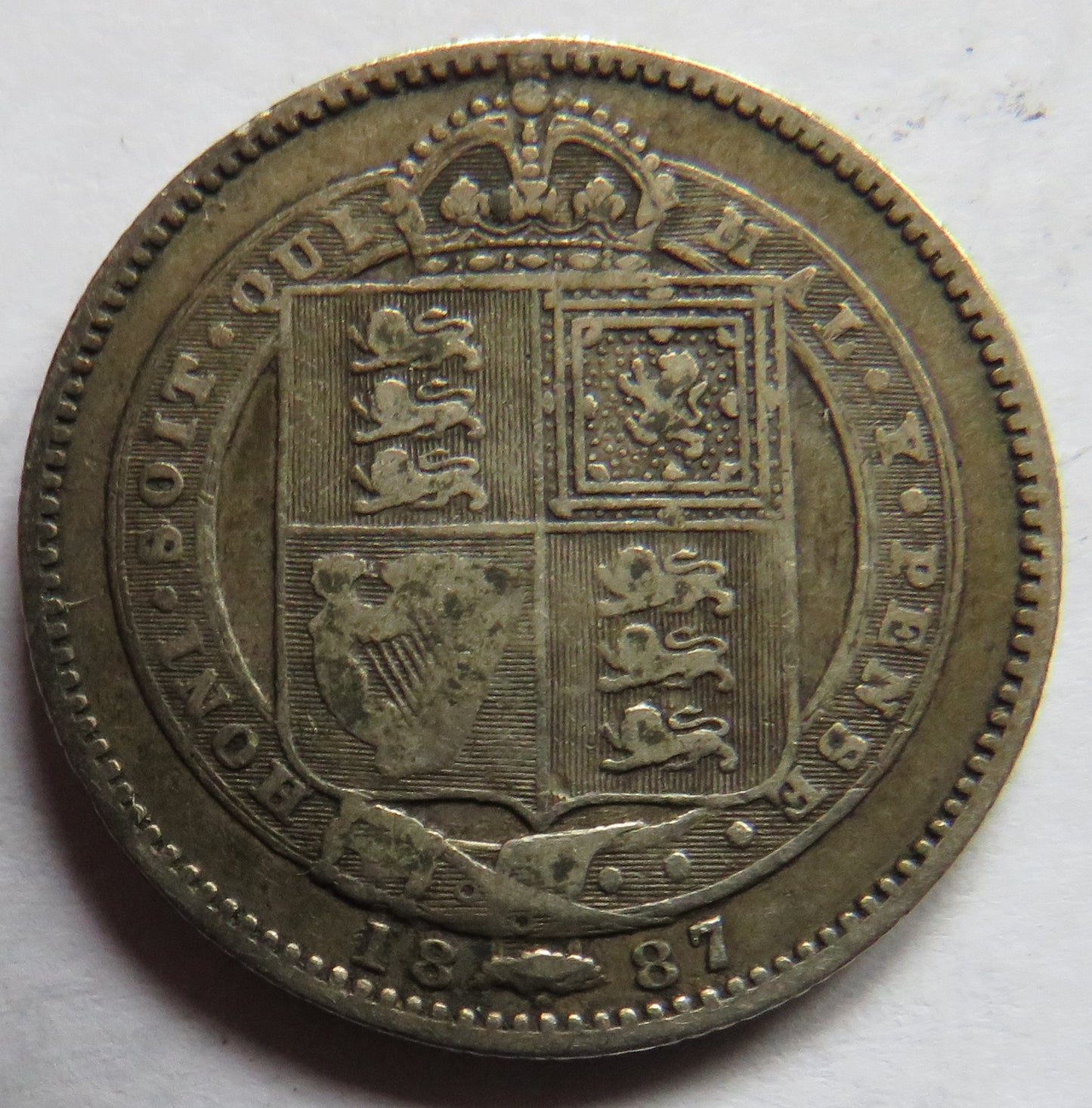 1887 Queen Victoria Jubilee Head Silver Shilling Coin - Great Britain