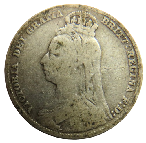 1891 Queen Victoria Jubilee Head Silver Shilling Coin - Great Britain