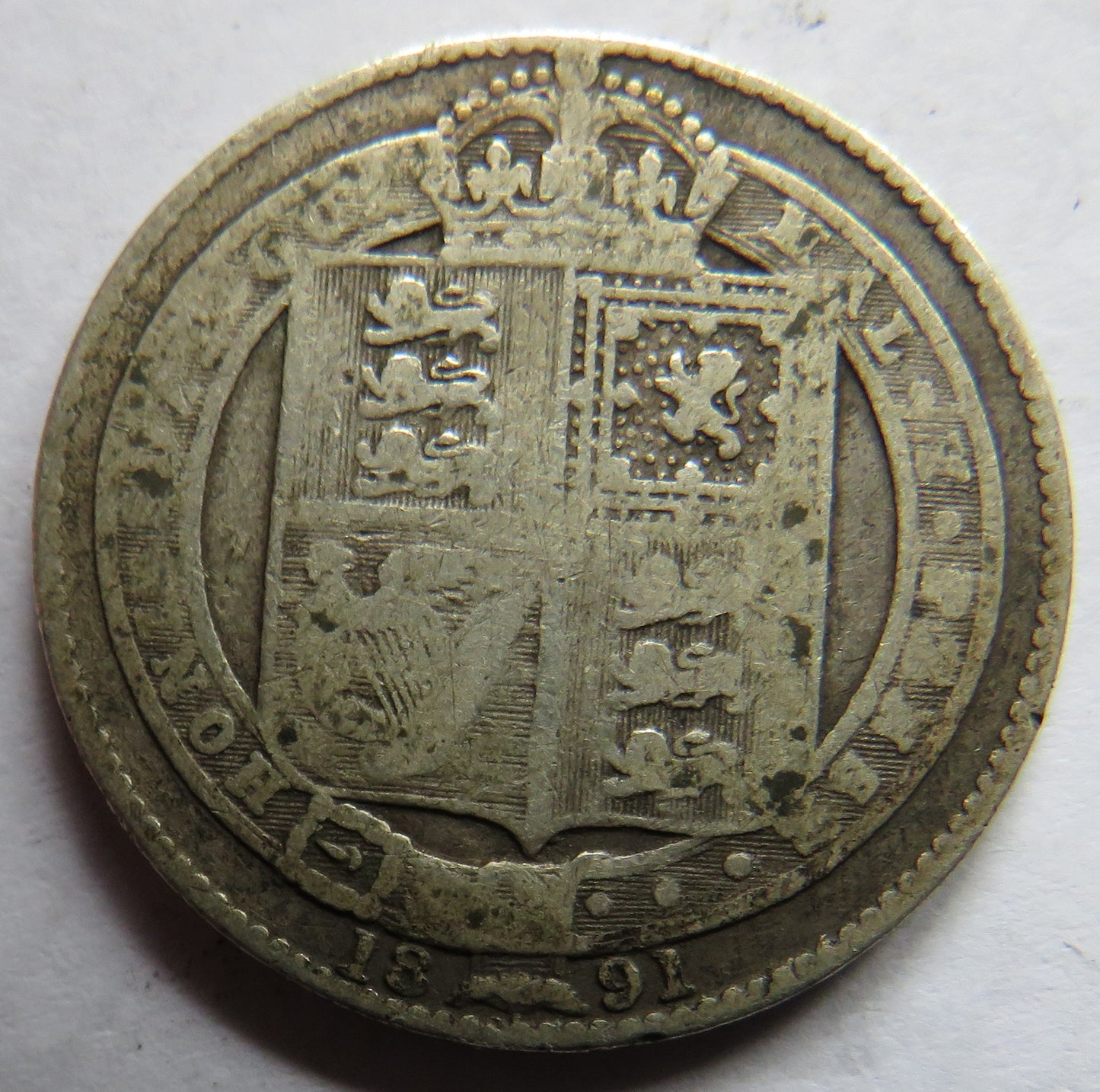 1891 Queen Victoria Jubilee Head Silver Shilling Coin - Great Britain