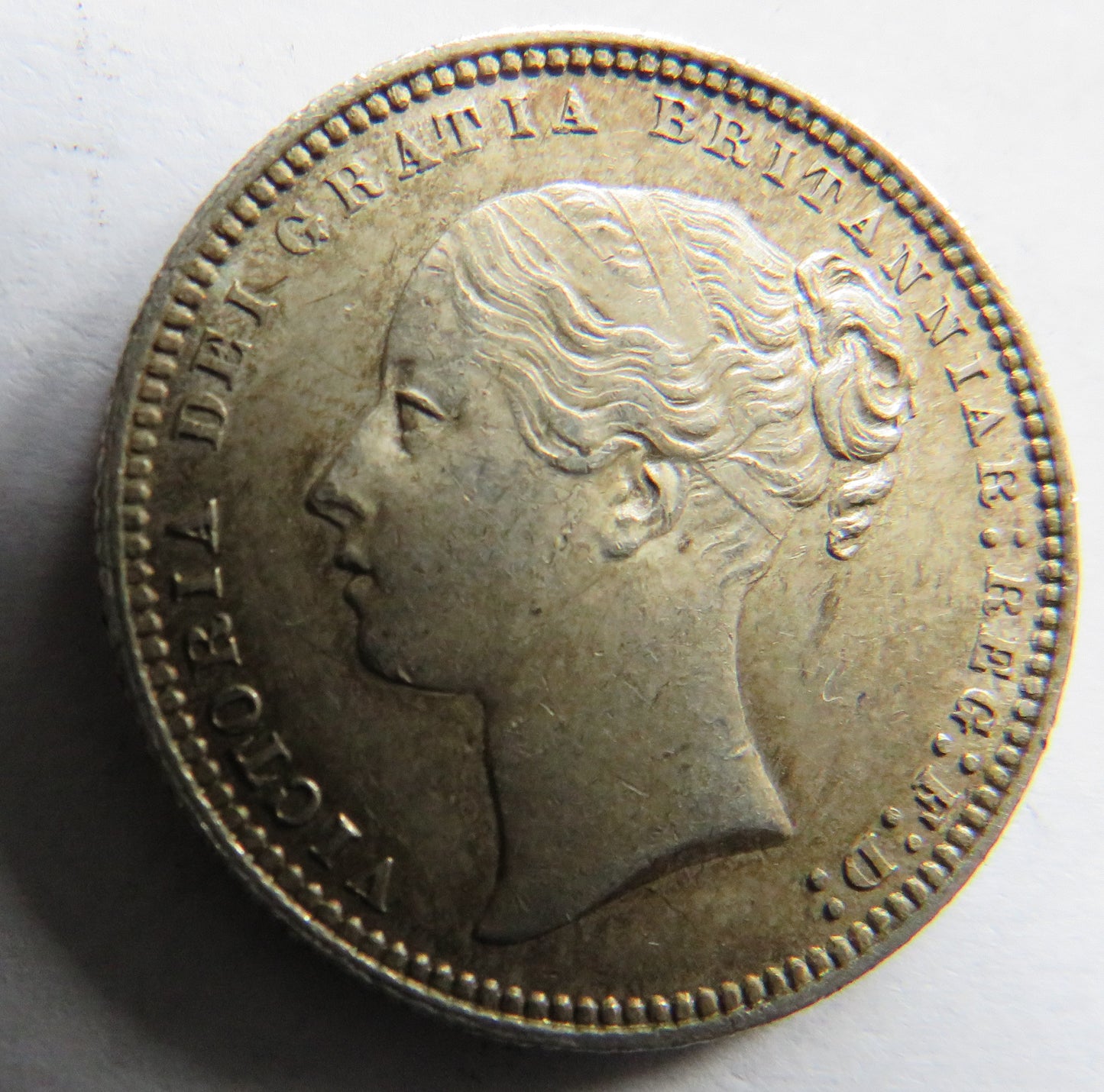 1868 Queen Victoria Young Head Silver Shilling Coin In High Grade