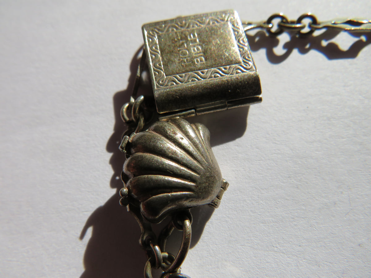 Vintage Silver Charm Bracelet With 6 Charms