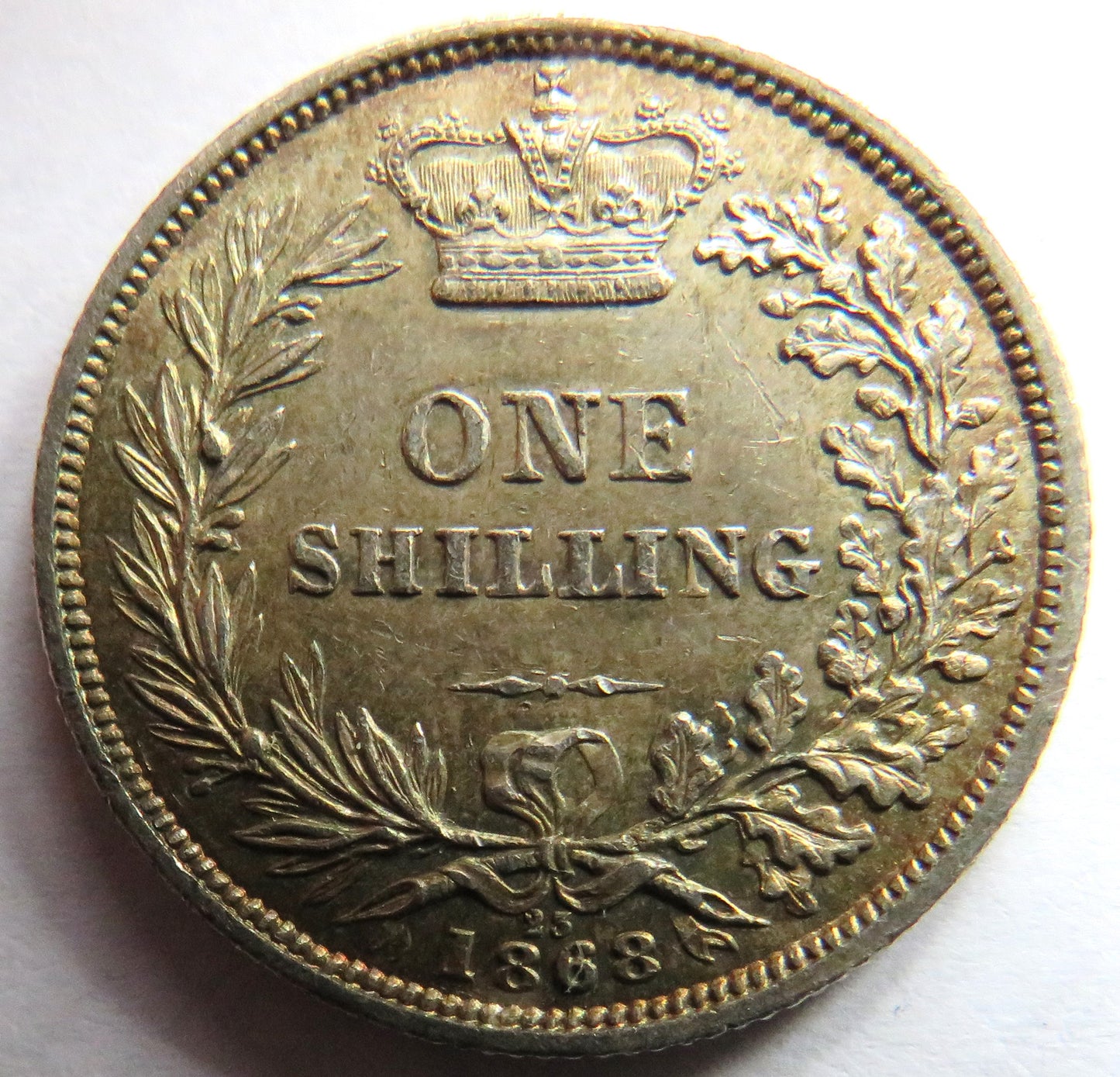 1868 Queen Victoria Young Head Silver Shilling Coin In High Grade