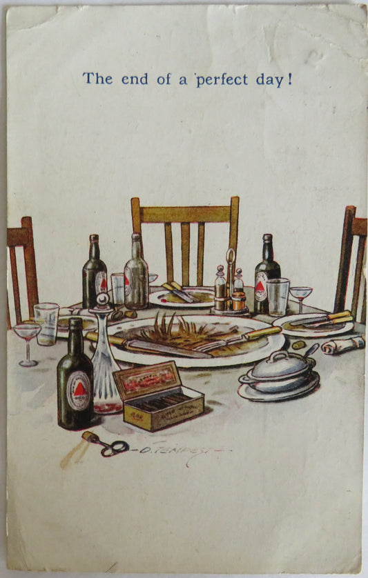 Vintage Comical Postcard "To End A Perfect Day"