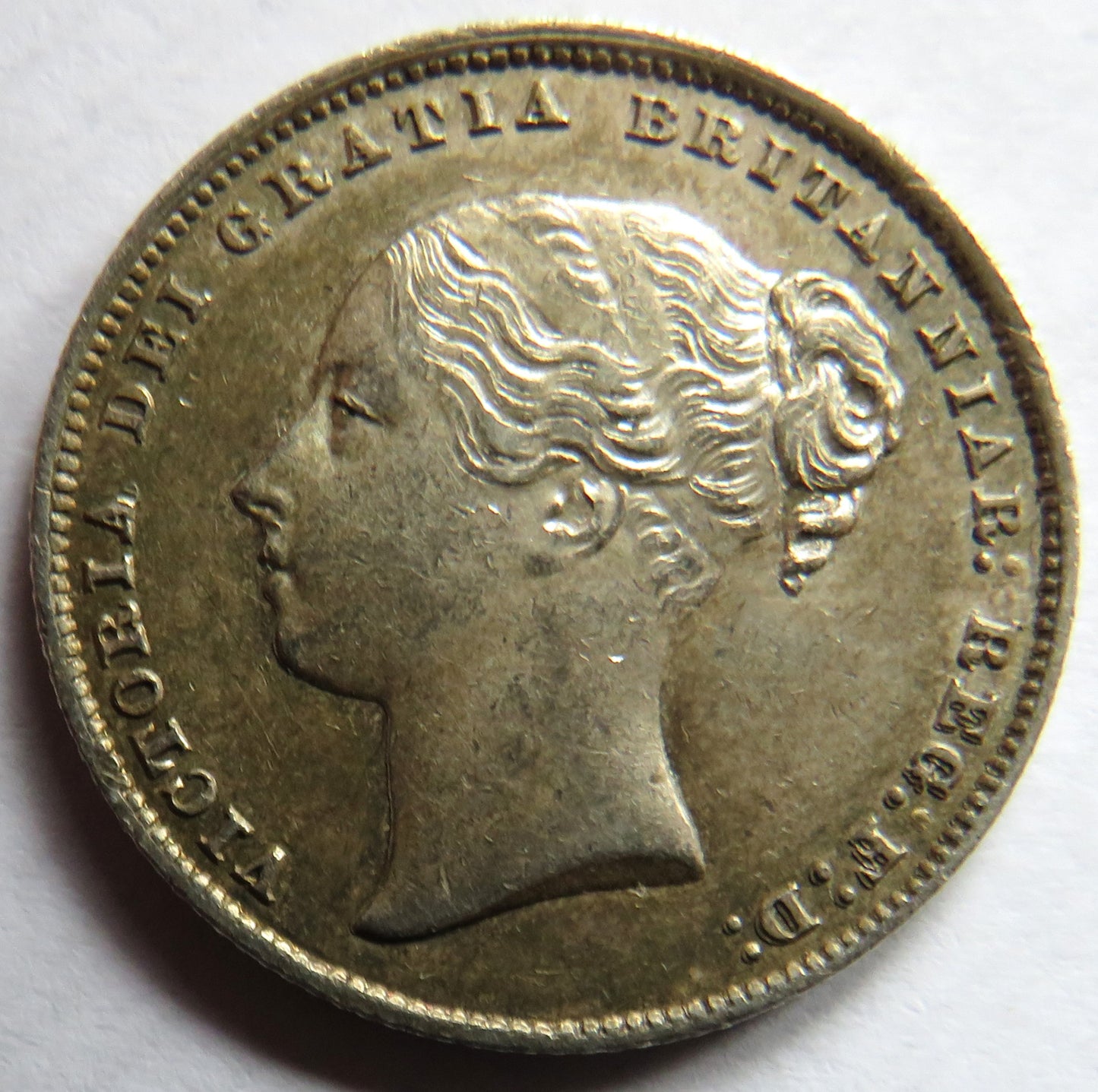 1866 Queen Victoria Young Head Silver Shilling Coin In High Grade
