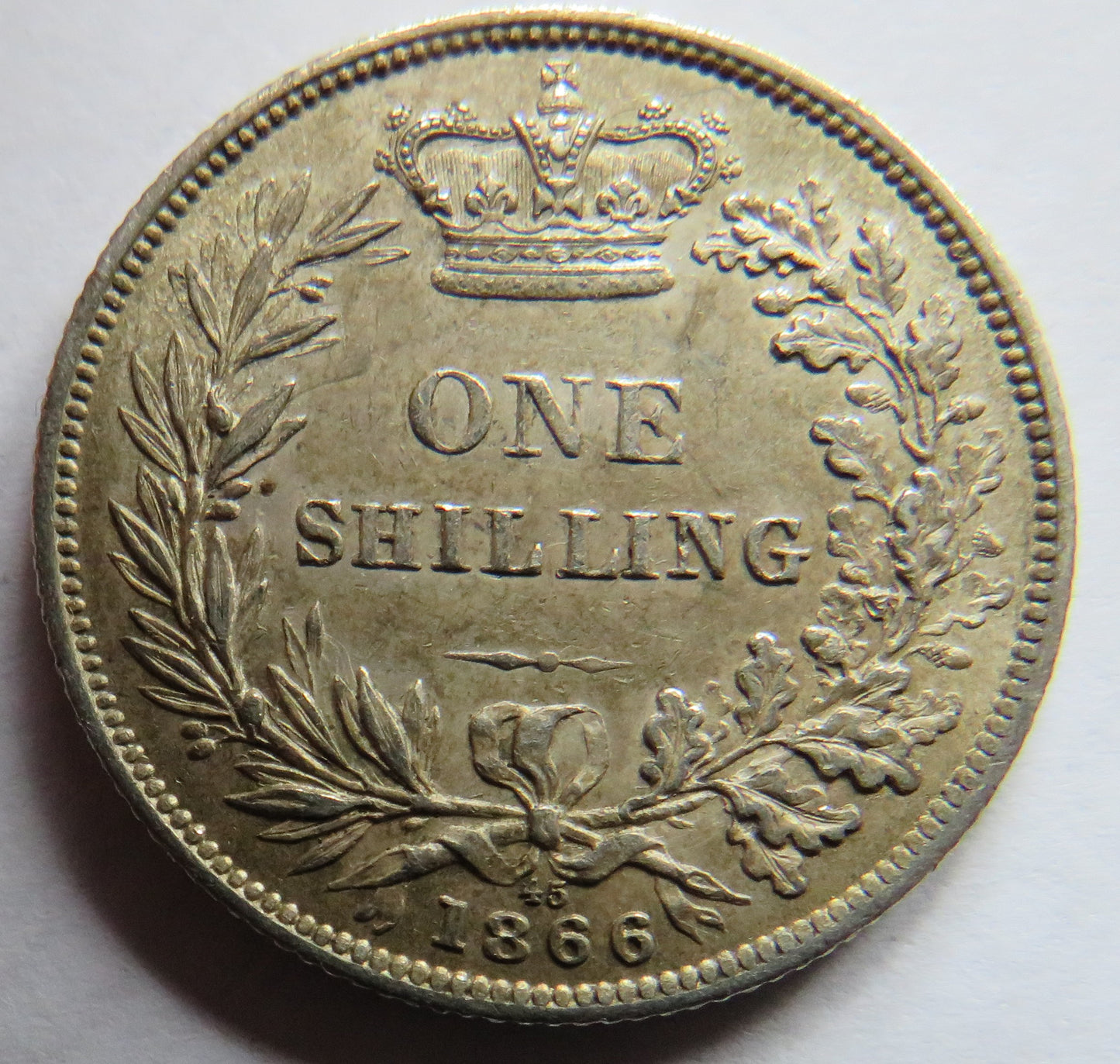 1866 Queen Victoria Young Head Silver Shilling Coin In High Grade
