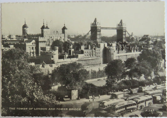 Vintage Postcard of The Tower of London and Tower Bridge