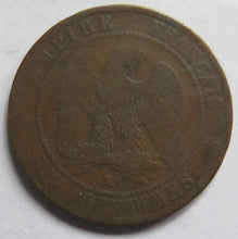 Load image into Gallery viewer, 1864-K Napoleon III France 10 Centimes Coin
