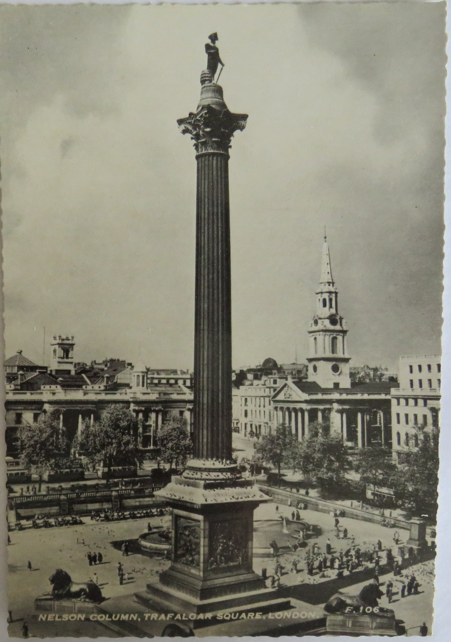Vintage Postcard of Nelson Column, Trafalgar Square, London