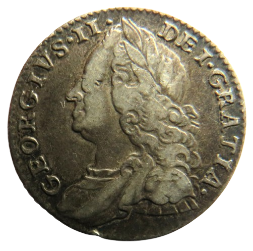 1757 King George II Silver Sixpence Coin - Great Britain