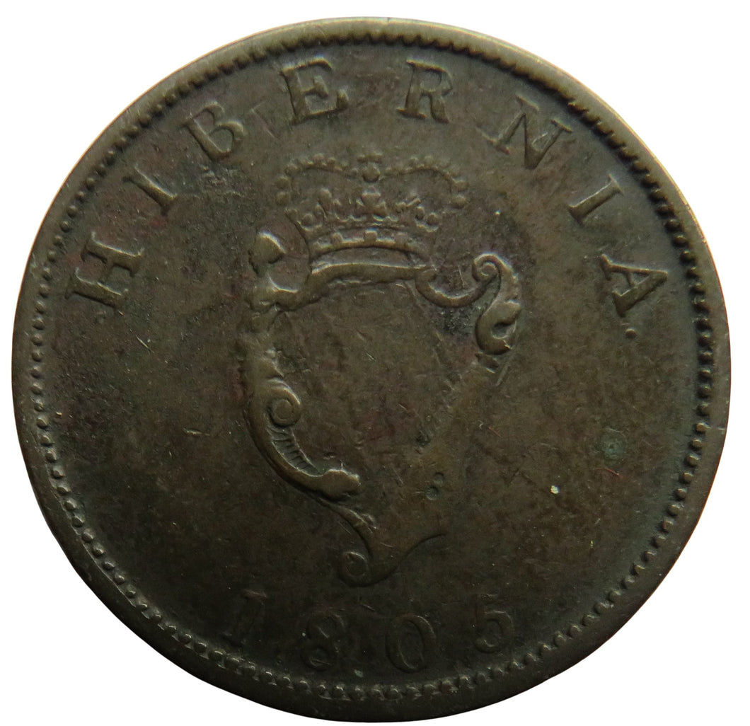 1805 King George III Ireland Halfpenny Coin - Great Britain