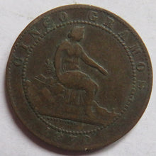 Load image into Gallery viewer, 1870 Spain 5 Centimos Coin
