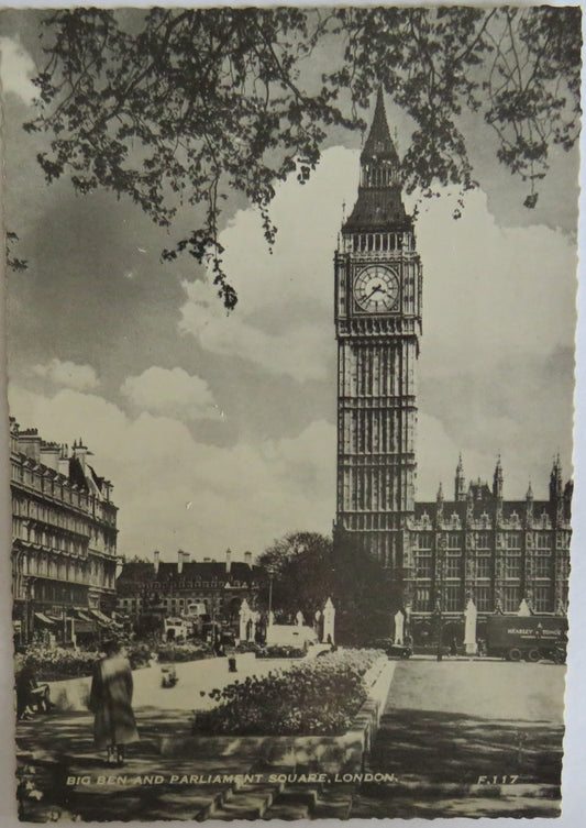 Vintage Postcard of Big Ben and Parliament Square, London