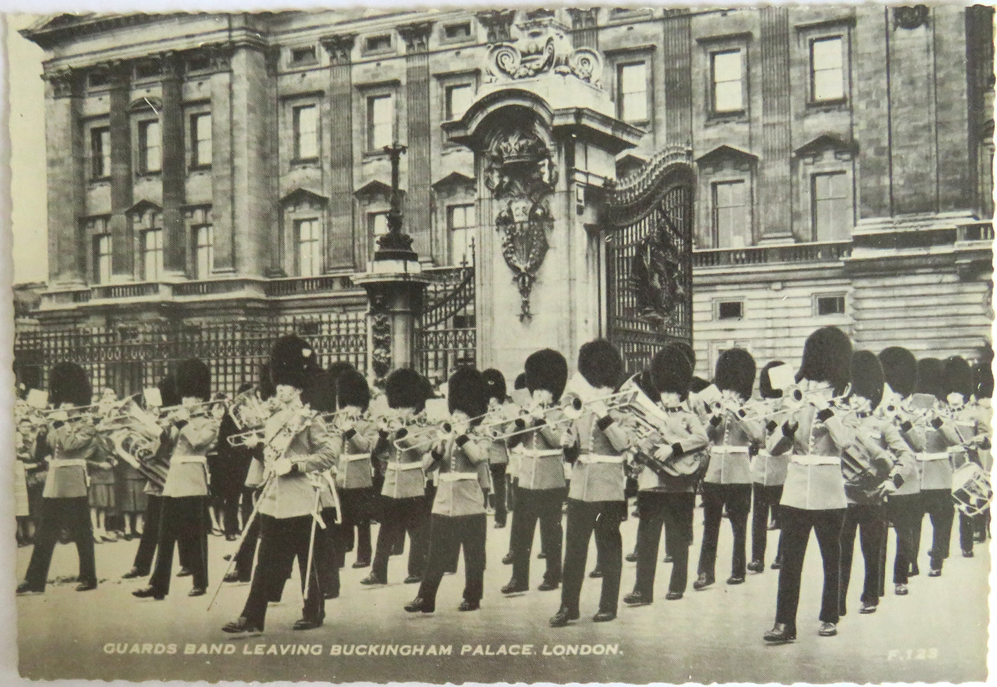Vintage Postcard of Guards Band Leaving Buckingham Palace London