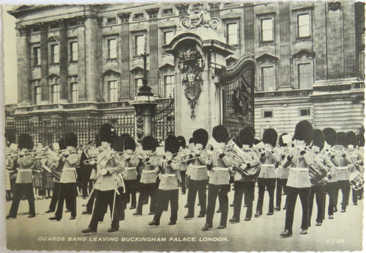 Vintage Postcard of Guards Band Leaving Buckingham Palace London