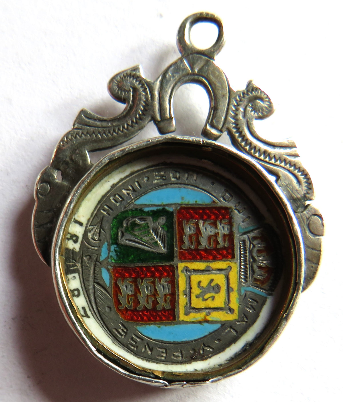1887 Queen Victoria Silver Enamelled Sixpence Made Into Fob